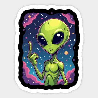 Cosmic Command: The Pointing Alien Sticker